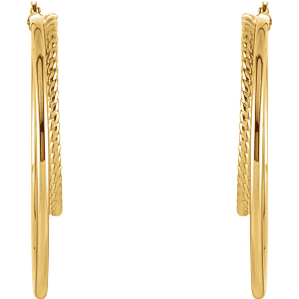 Oval Hoop Earrings In 14K Yellow Gold has a outside diameter of 20mm and weighs 1.20 grams.