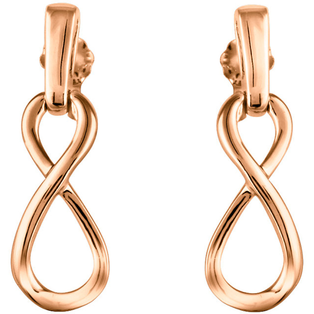 Great looking 14Kt gold Infinity-Inspired Dangle earrings. The total weight of the earrings is 2.71 grams. The length of the earrings is 25.85mm.