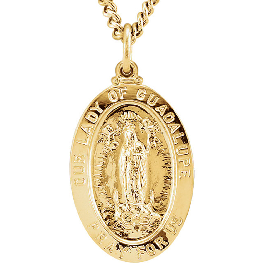 This is an adorable our lady of Guadalupe medal charm created of 24K Gold Plated. It has a our lady of Guadalupe medal figure. This charm has an approximate measurement of 26.32 x 16.30 mm and a weight of 2.94 Grams. Capture this lovable our lady of Guadalupe medal charm now and give a loving gift.