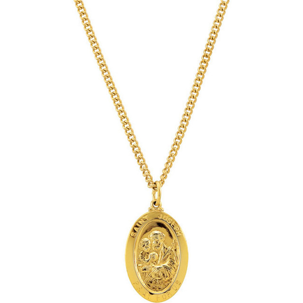 This beautiful 24K Gold Plated Saint Joseph Medal Necklace is from our collection of hand picked designs of diamond, gemstone, gold and silver necklaces with patron saint medals, crosses, crucifixes, charms and Biblical symbols designed with you - the believer in mind.