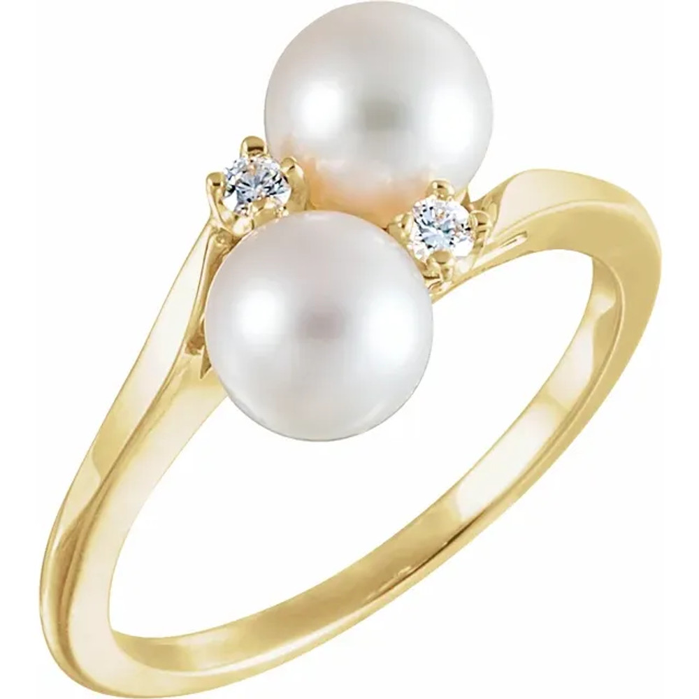 This Akoya cultured pearl and diamond ring is an elegant look of your love she'll treasure for many years to come.