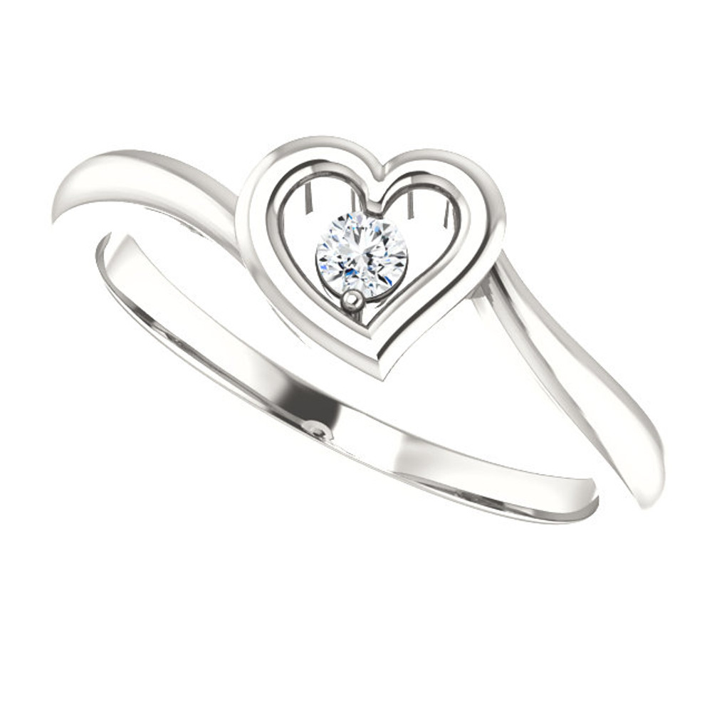 Cubic Zirconia Heart Ring In Sterling Silver. Polished to a brilliant shine.