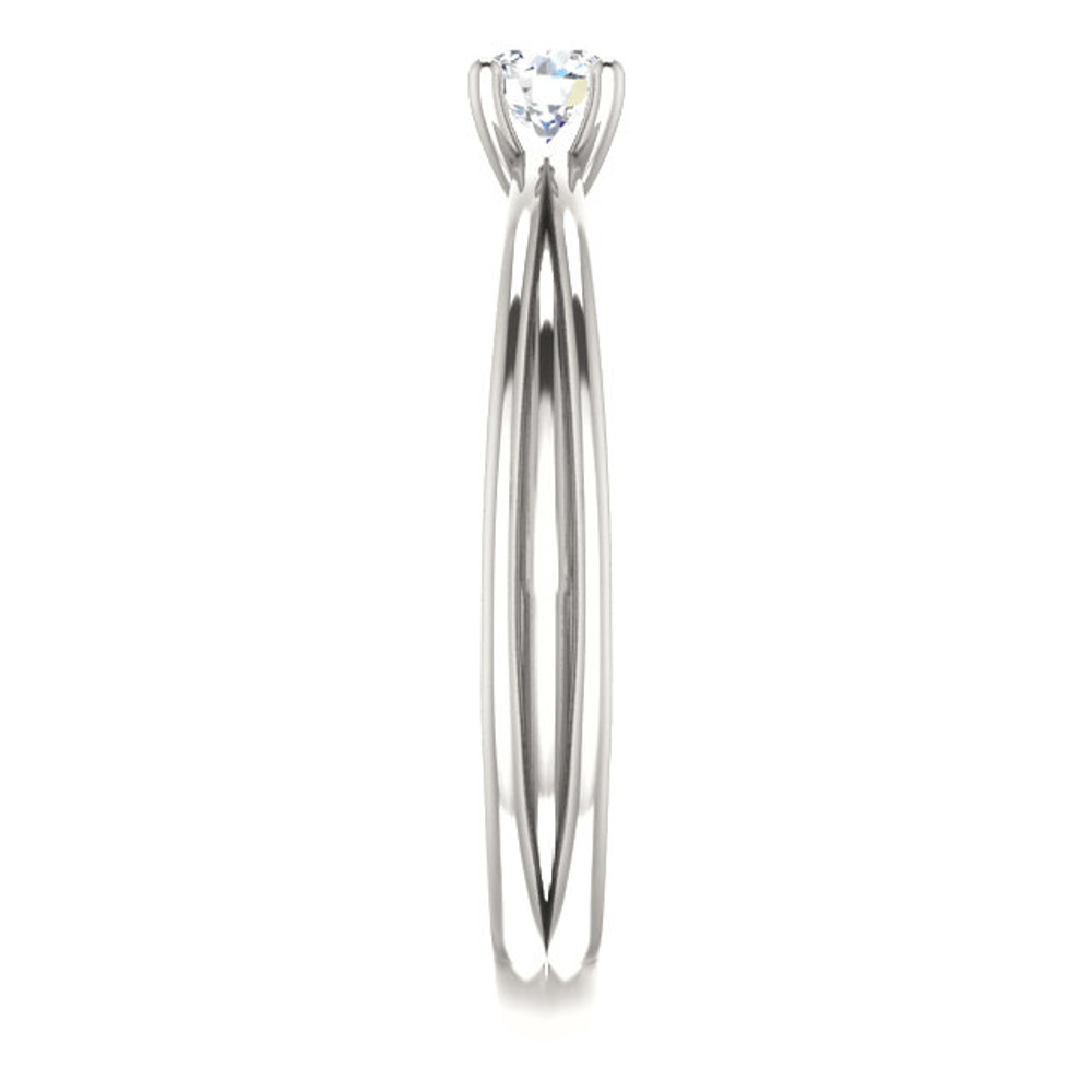 Cubic Zirconia Solitaire Ring In Sterling Silver. Polished to a brilliant shine.