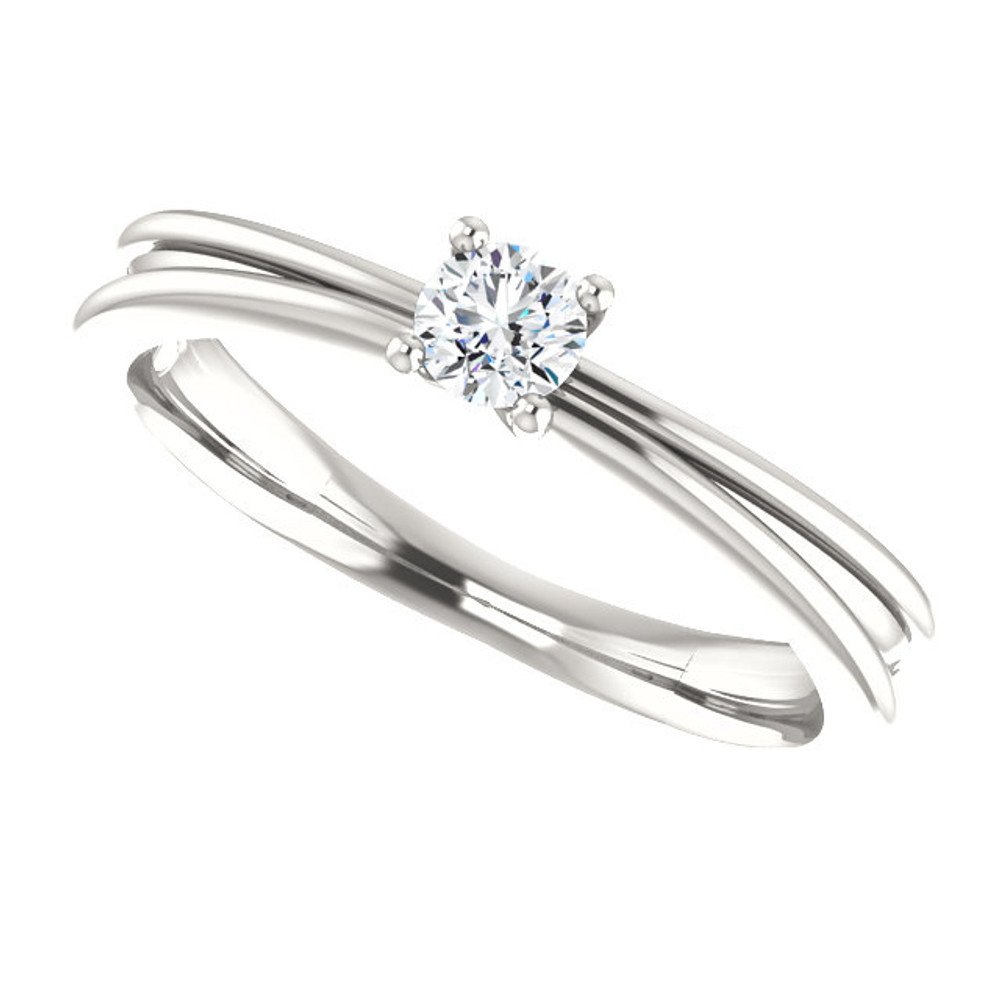 Cubic Zirconia Solitaire Ring In Sterling Silver. Polished to a brilliant shine.