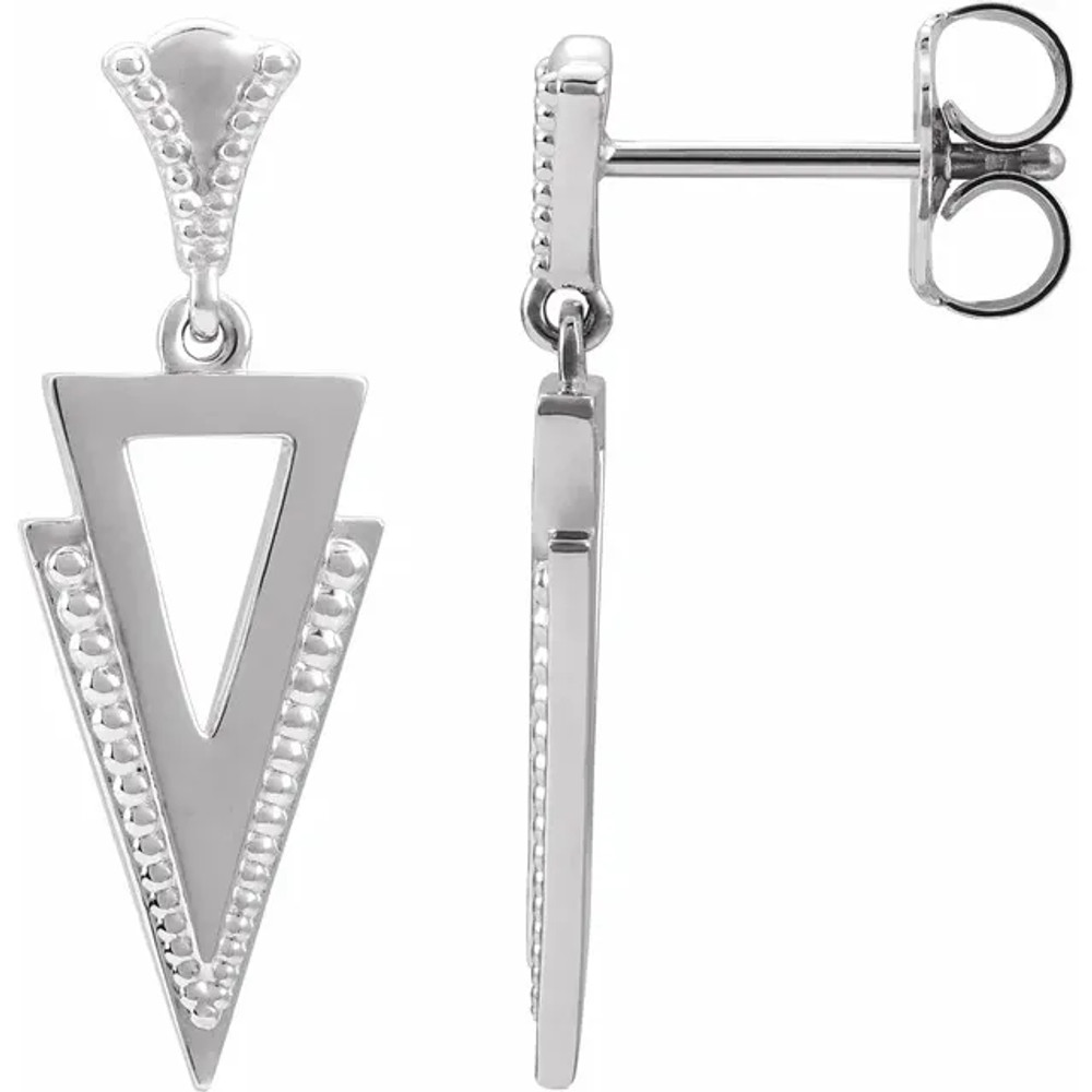 A simple, elegant sterling silver jewelry for women that showcases the majestic shine of high polish finished sterling silver. The geometric design of this pair of sterling silver earrings is simply stunning and captivating.