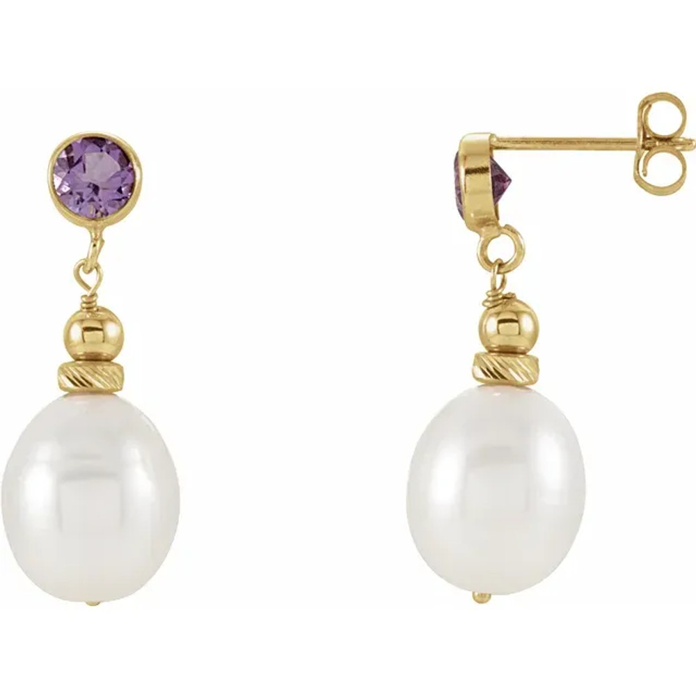 Add these cute pearl & amethyst earrings to your wonderful collection.