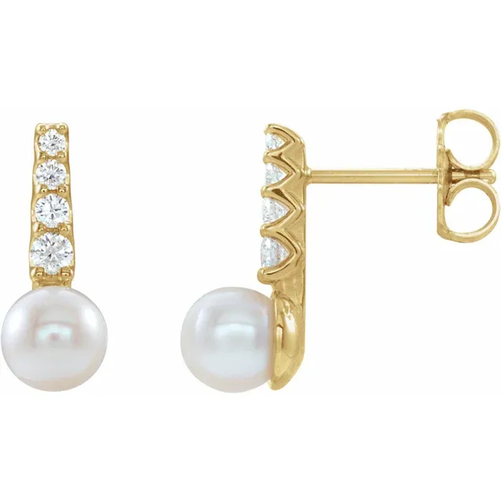 Add these cute pearl & diamond earrings to your wonderful collection.