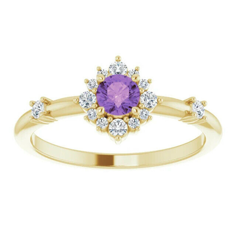 Marvel her with the details of this gorgeous gemstone and diamond ring.