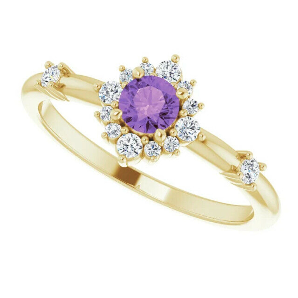 Marvel her with the details of this gorgeous gemstone and diamond ring.