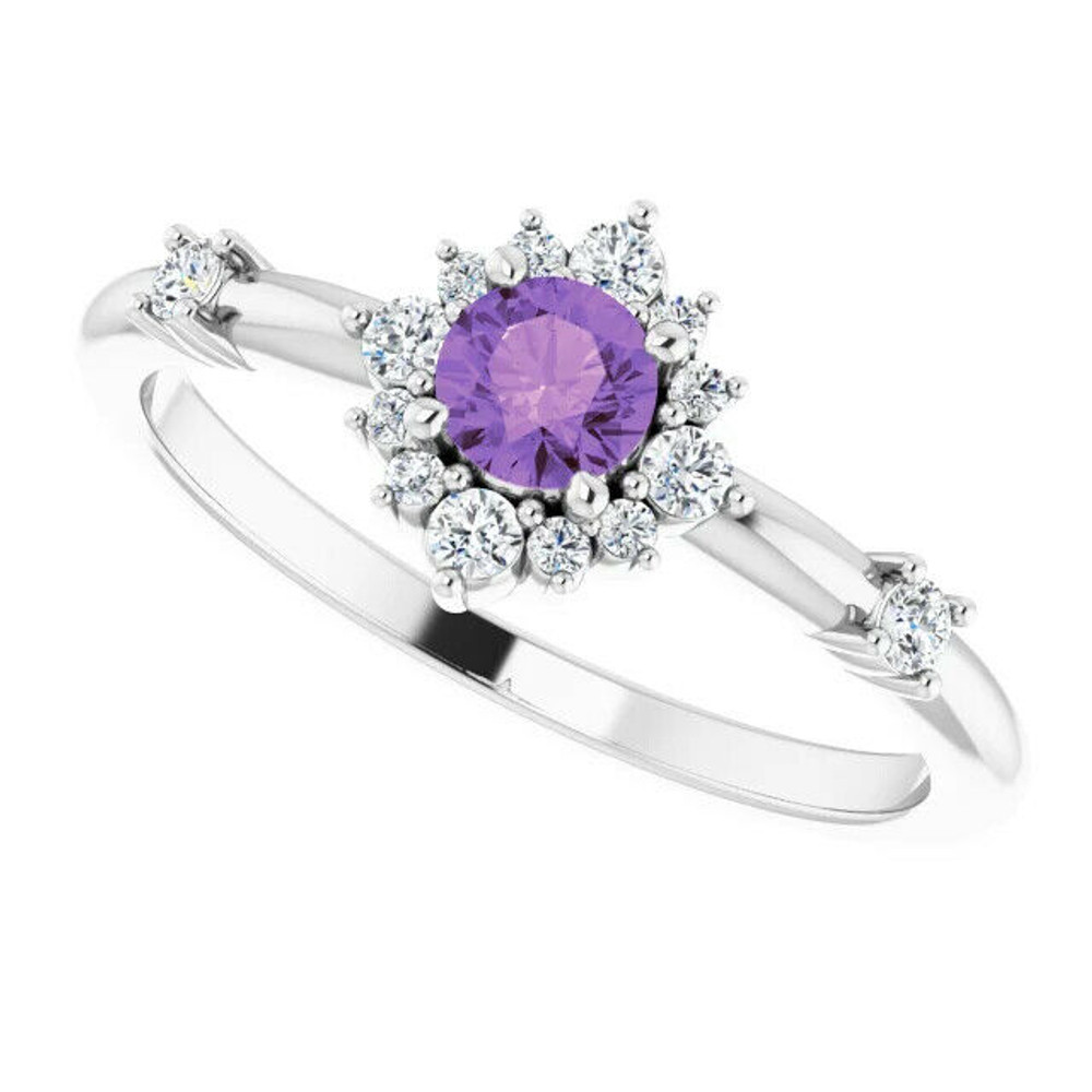 A classic accessory representing her February birthday, this sophisticated gemstone ring makes any occasion special.