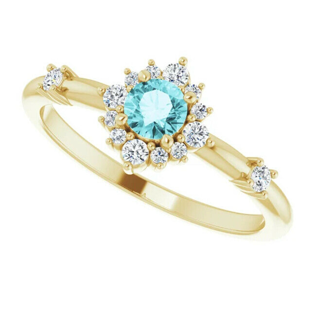 A beautiful choice to express your affection, this gemstone and diamond ring is certain to receive a positive response.