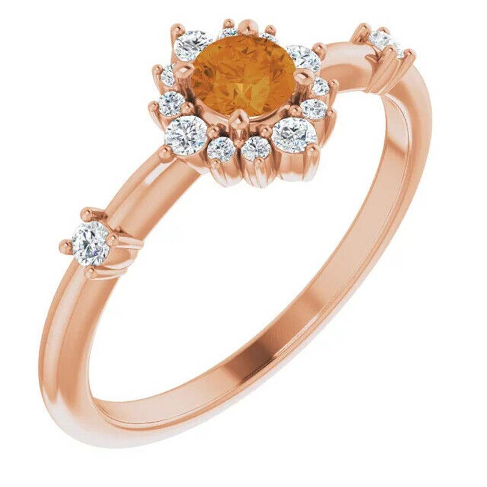 Project confidence and style with this yellow citrine and diamond halo-style ring - a vibrant look that makes a lasting impression.