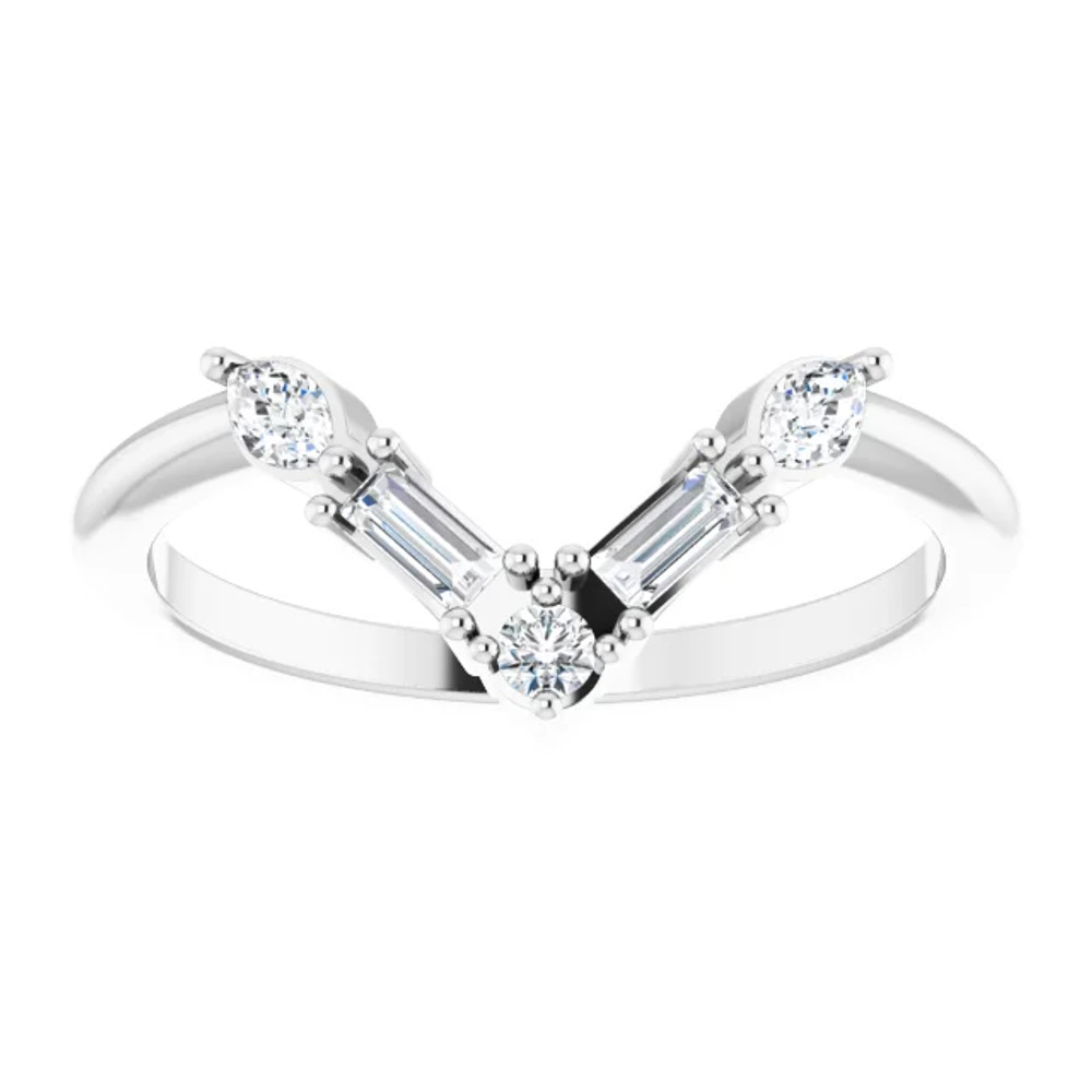 Bask in the glow and chic shimmer of this on-trend diamond "V" ring.