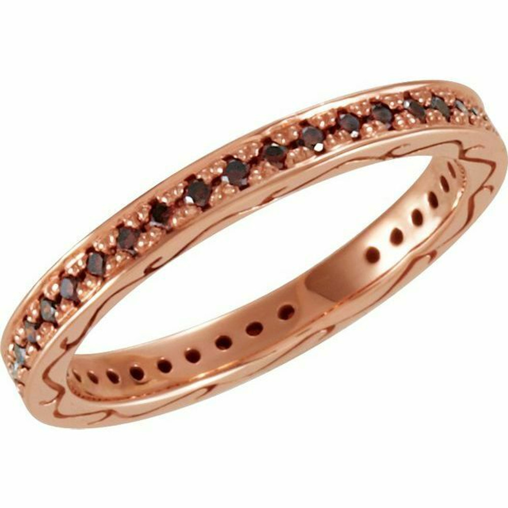 This red diamond eternity band is a signature look of love. 