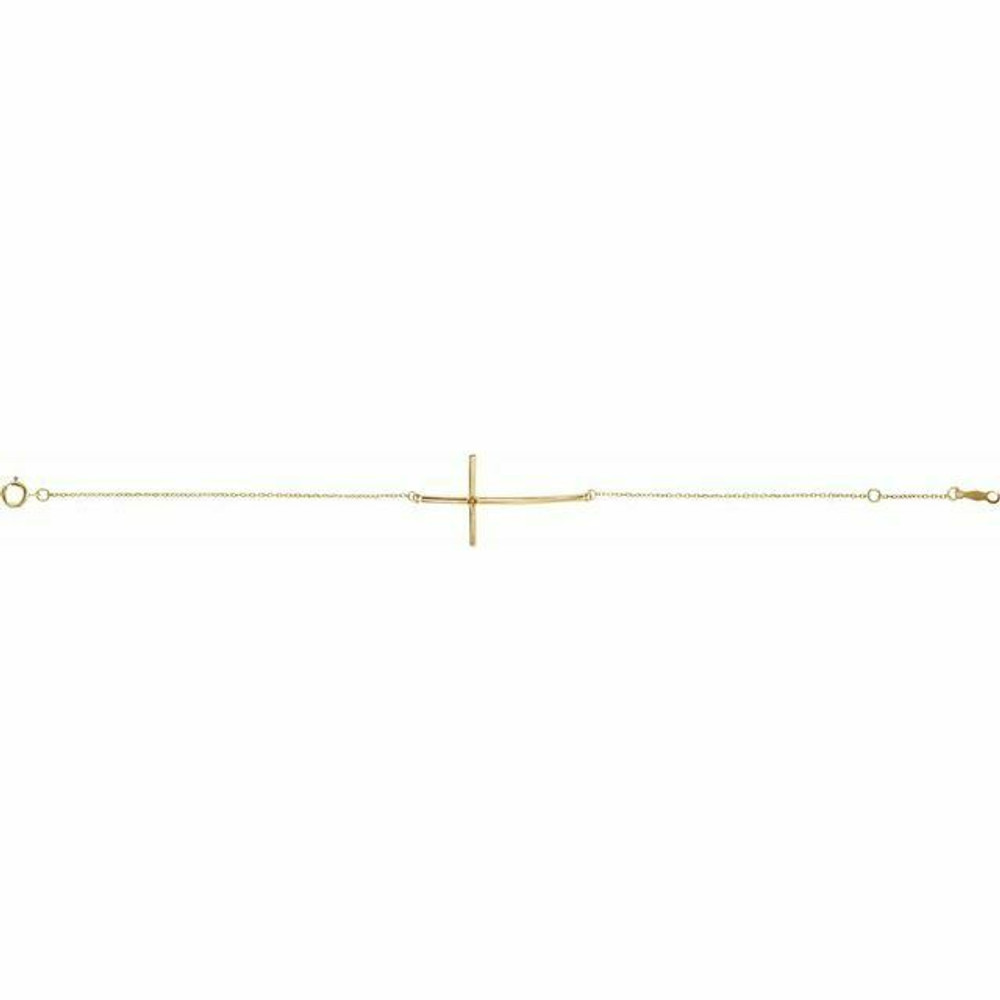 Imitation Citrine Sideways Cross Bracelet In 14K Yellow Gold