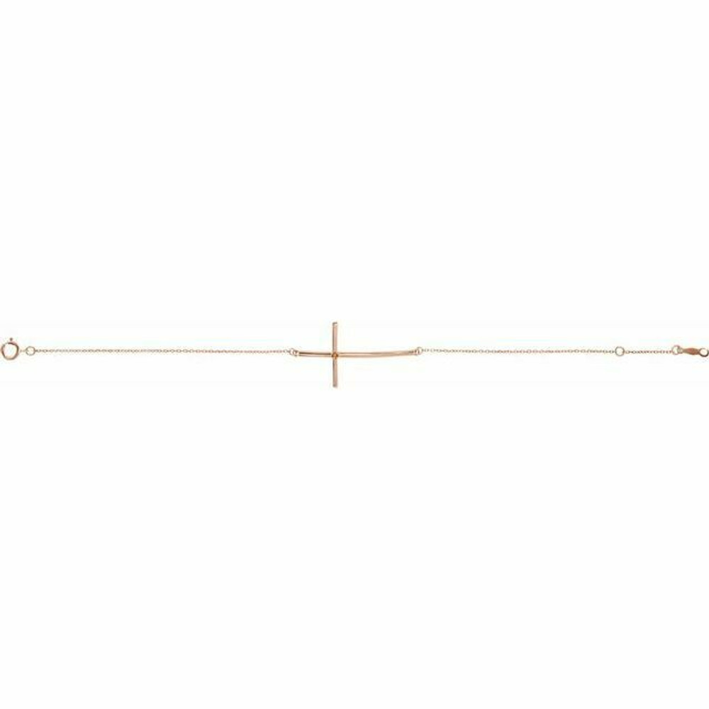 Imitation Citrine Sideways Cross Bracelet In 14K Rose Gold