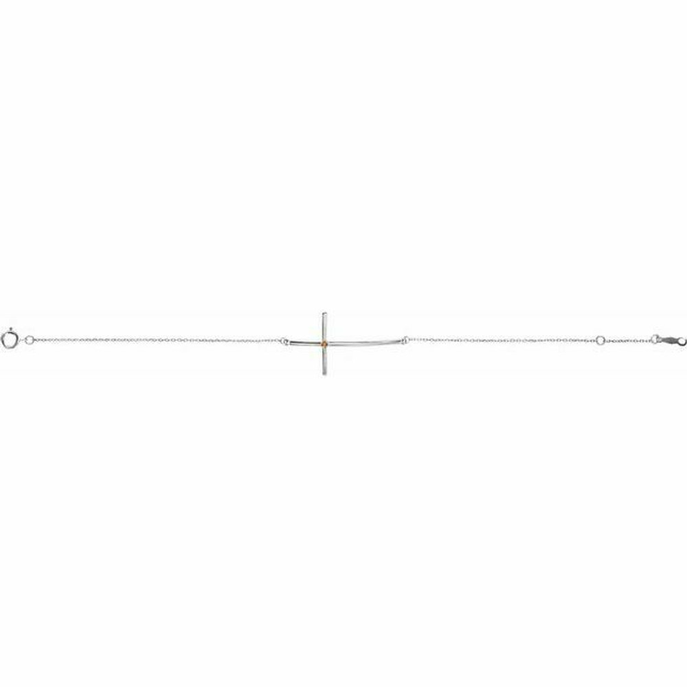 Imitation Citrine Sideways Cross Bracelet In Platinum