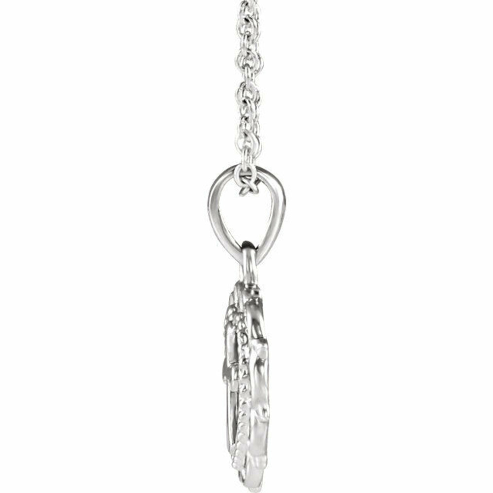 This heart with cross youth 16-18" adjustable necklace has an elegant design in sterling silver. Pendant measures 15.50x11.70mm and has a bright polish to shine.