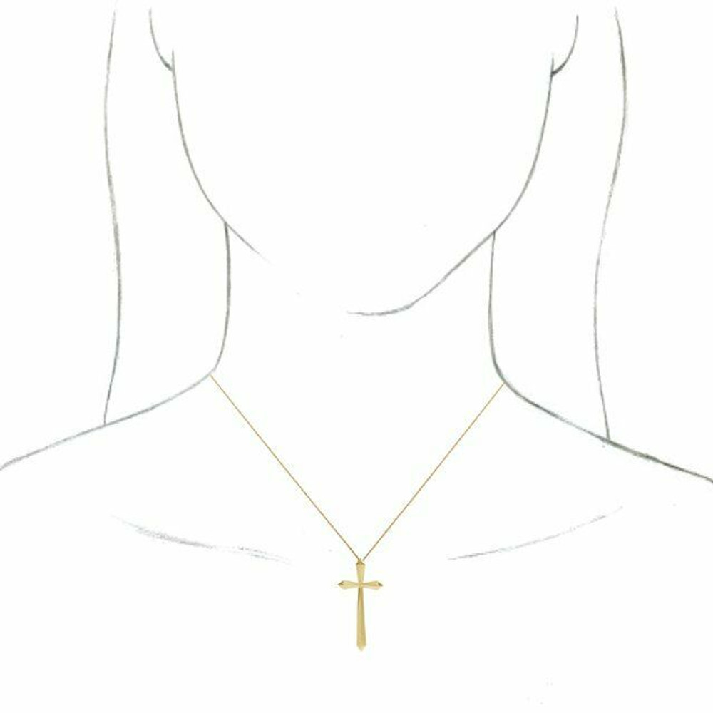 The elongated cross pendant will bring your faith close to your heart.  A meaningful and significant gift for that special person who is not afraid to show the love for their faith. Polished to a brilliant shine.
