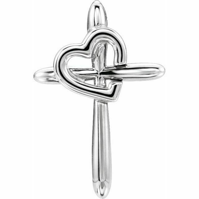 This sterling silver cross pendant has an elegant yet substantial design. Pendant measures 19.80x13.30mm and has a bright polish to shine.