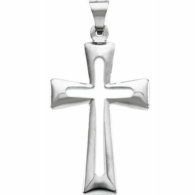 Show your devotion in divine style. This symbolic cross pendant features a traditional design in sterling silver.