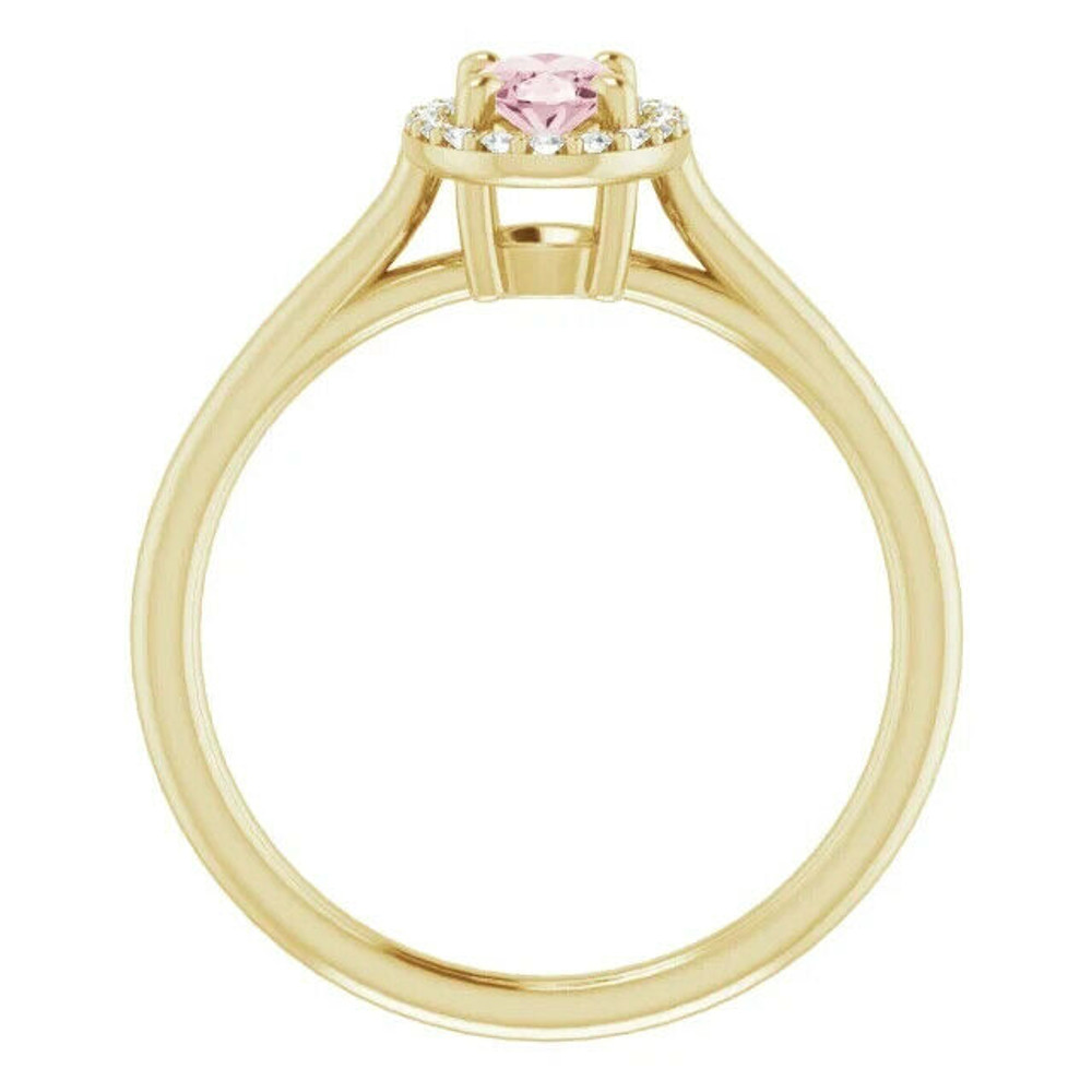Create a playful look you can wear with anything with this lovely oval-shaped pink morganite and diamond ring.