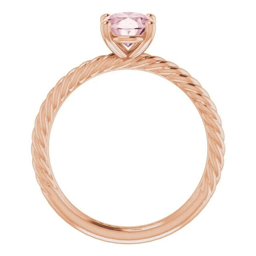 Create a playful look you can wear with anything with this lovely oval-shaped pink morganite ring.