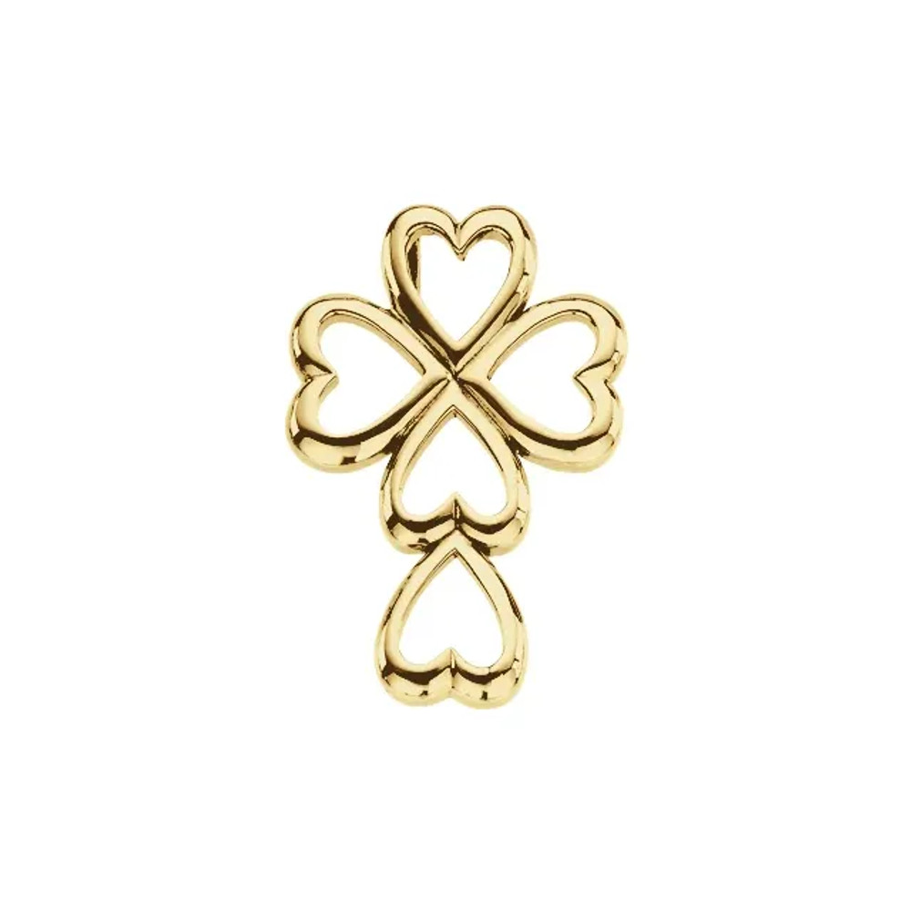 Add the 14k yellow gold Love Heart cross pendant to your jewelry collection. It features a stylish and elegant design.