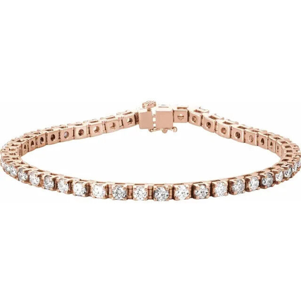 Natural Diamond Tennis 7" Bracelet In 14K Rose Gold (4 3/4 CTW)