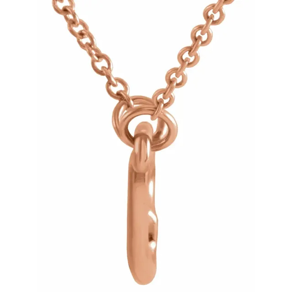 Heart Shaped Necklace in 14k rose gold that Comes with an Adjustable Chain 16-18". Polished to a brilliant shine.