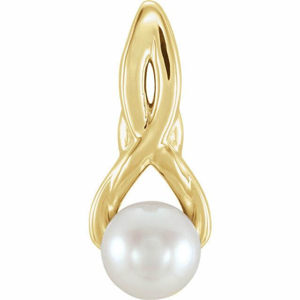 Modern and alluring, this freeform pearl pendant is destined to be admired. Created in 14K yellow gold, this sumptuous style showcases a luminous 6.0-6.5mm cultured freshwater pearl. Polished to a brilliant shine.