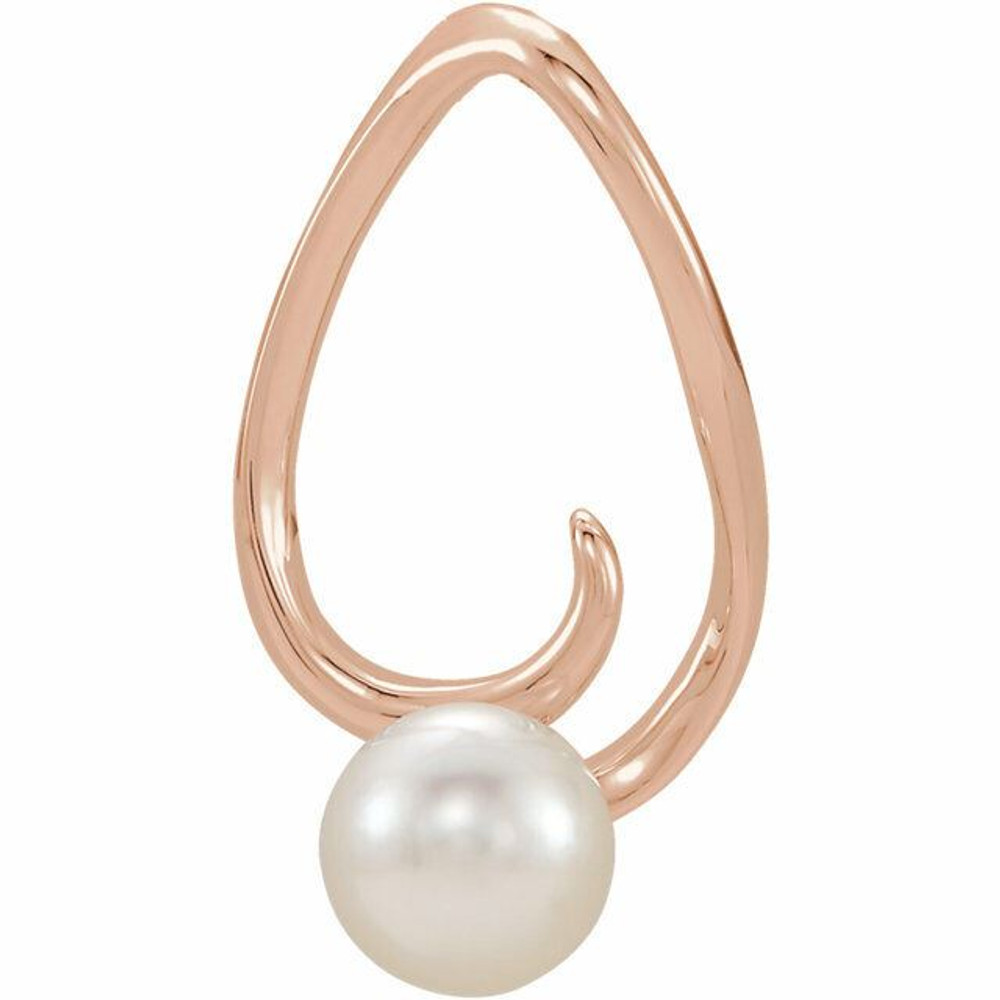 Modern and alluring, this freeform pearl pendant is destined to be admired. Created in 14K rose gold, this sumptuous style showcases a luminous 5.5mm cultured freshwater pearl. Polished to a brilliant shine.
