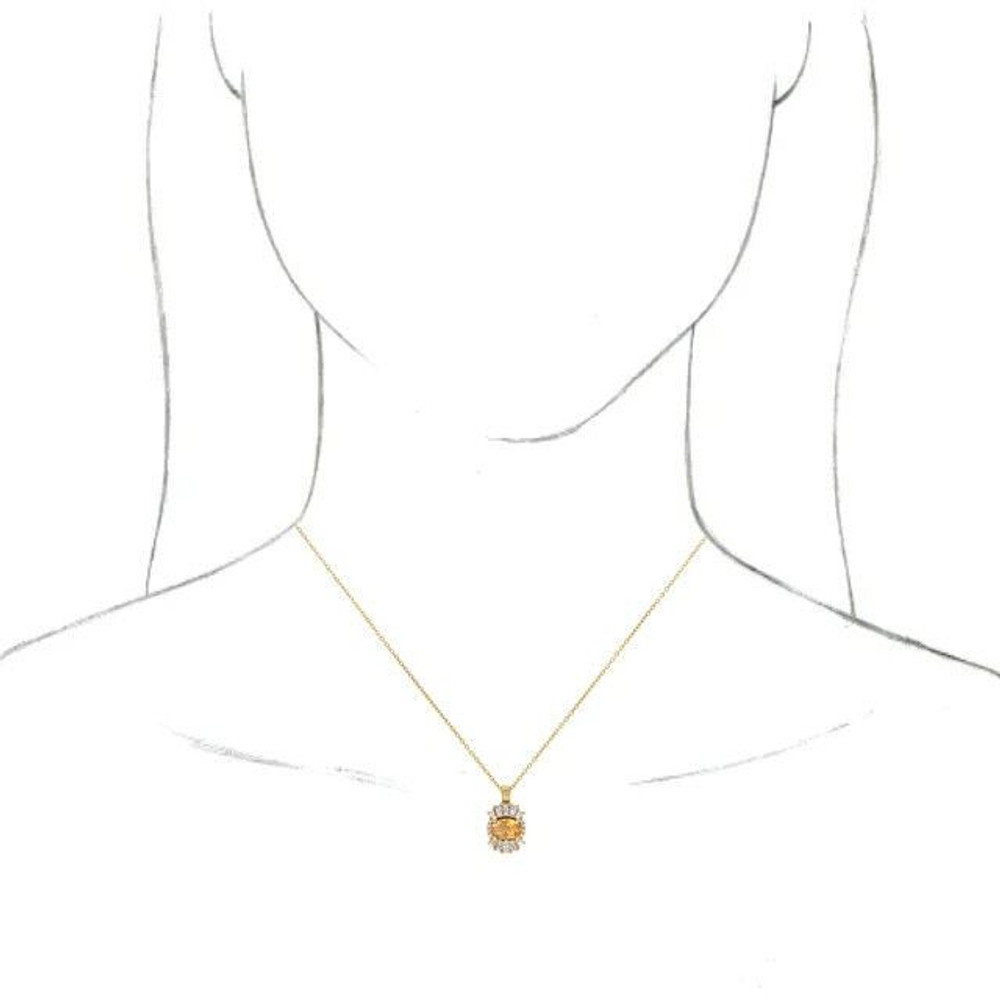 Wear your favorite color in a classic and sophisticated style with this yellow citrine and diamond accent frame pendant in yellow gold.