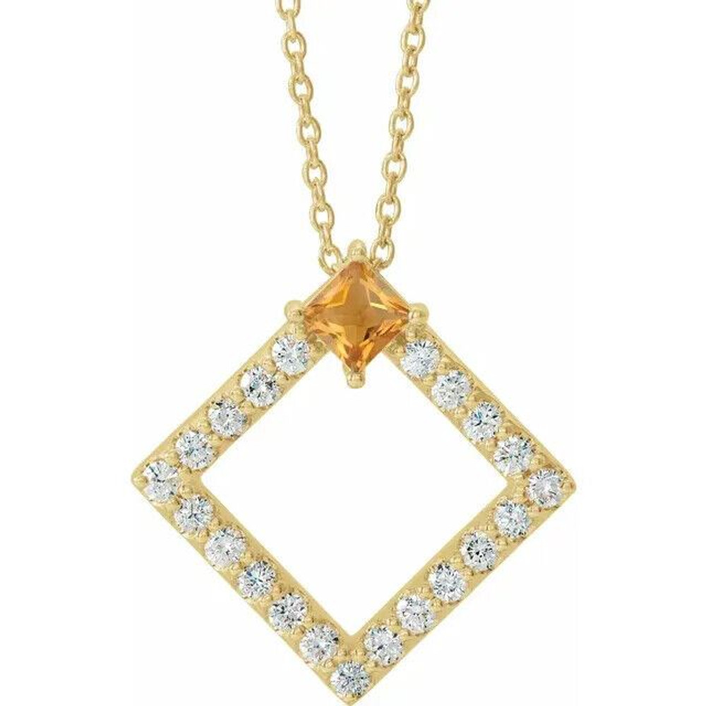 Crafted of 14K yellow gold, this geometric necklace makes a gorgeous statement piece.