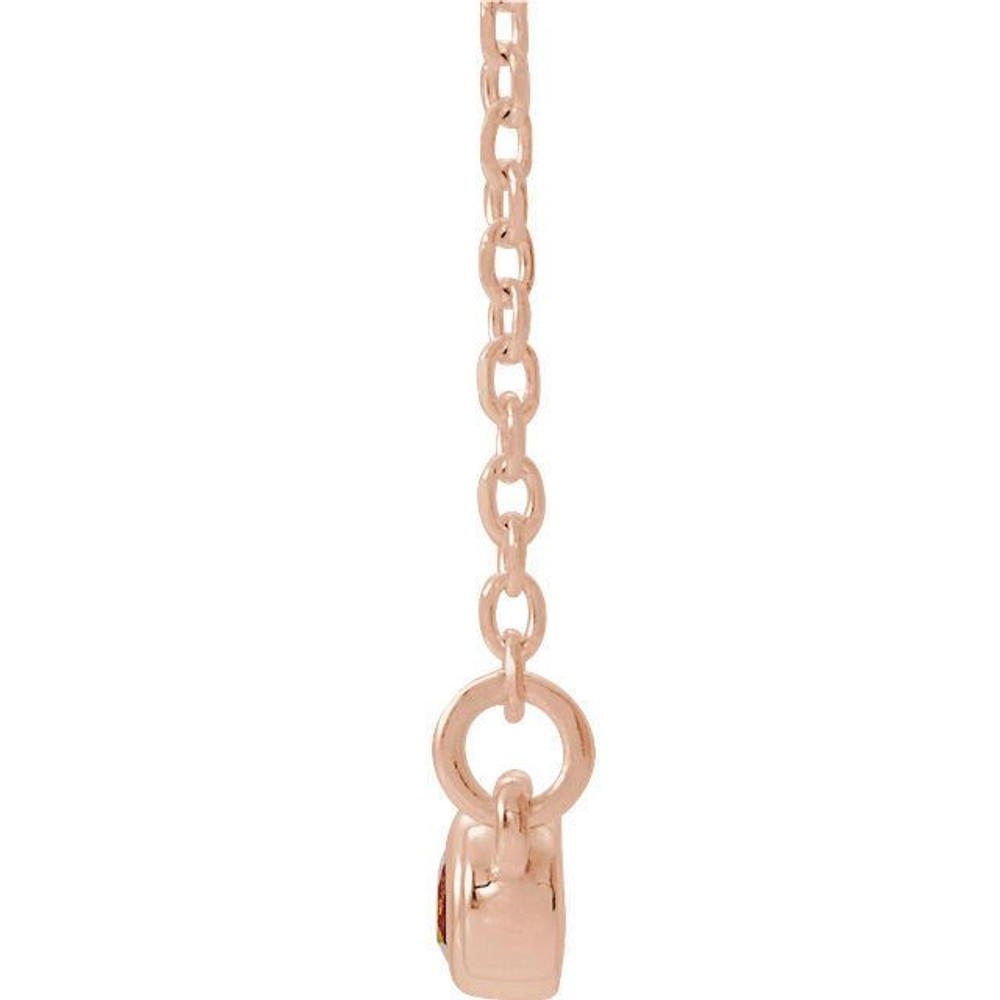 Beautiful 14Kt rose gold graduated bezel set Genuine Citrine necklace hanging from a 16-18" inch chain which is included.