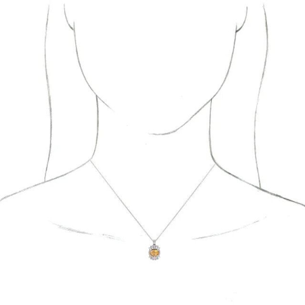 Wear your favorite color in a classic and sophisticated style with this yellow citrine and diamond accent frame pendant in white gold.