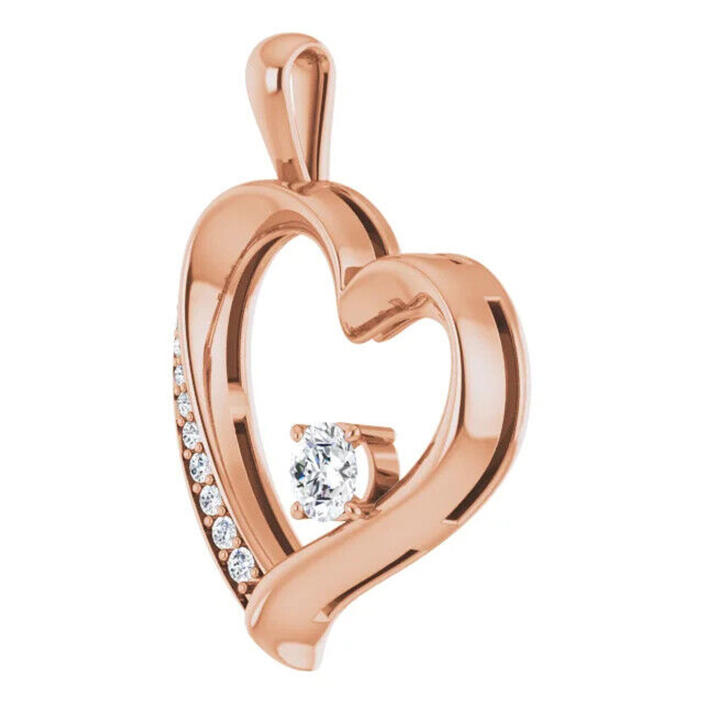 1/3 CTW Natural Diamond Heart Pendant In 14K Rose Gold
