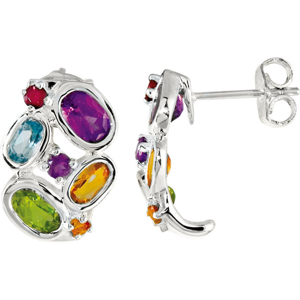 These plush Genuine Amethyst Citrine Peridot Sky Blue Topaz & Brazilian Garnet Earrings will make a stunning addition to your jewelry wardrobe. Each earring/stud showcases dazzling Brazilian Garnet Amethyst Citrine Topaz Peridot Gemstone. The earrings/studs are crafted in Sterling Silver.