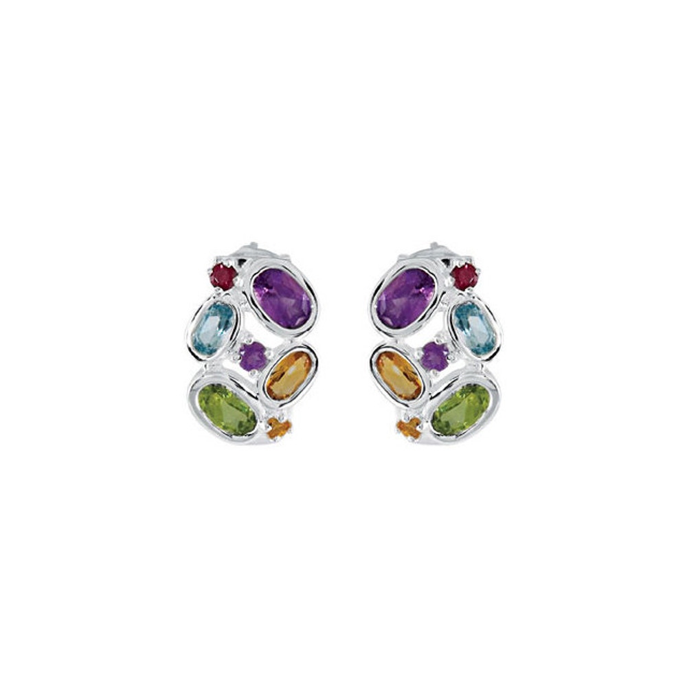These plush Genuine Amethyst Citrine Peridot Sky Blue Topaz & Brazilian Garnet Earrings will make a stunning addition to your jewelry wardrobe. Each earring/stud showcases dazzling Brazilian Garnet Amethyst Citrine Topaz Peridot Gemstone. The earrings/studs are crafted in Sterling Silver.