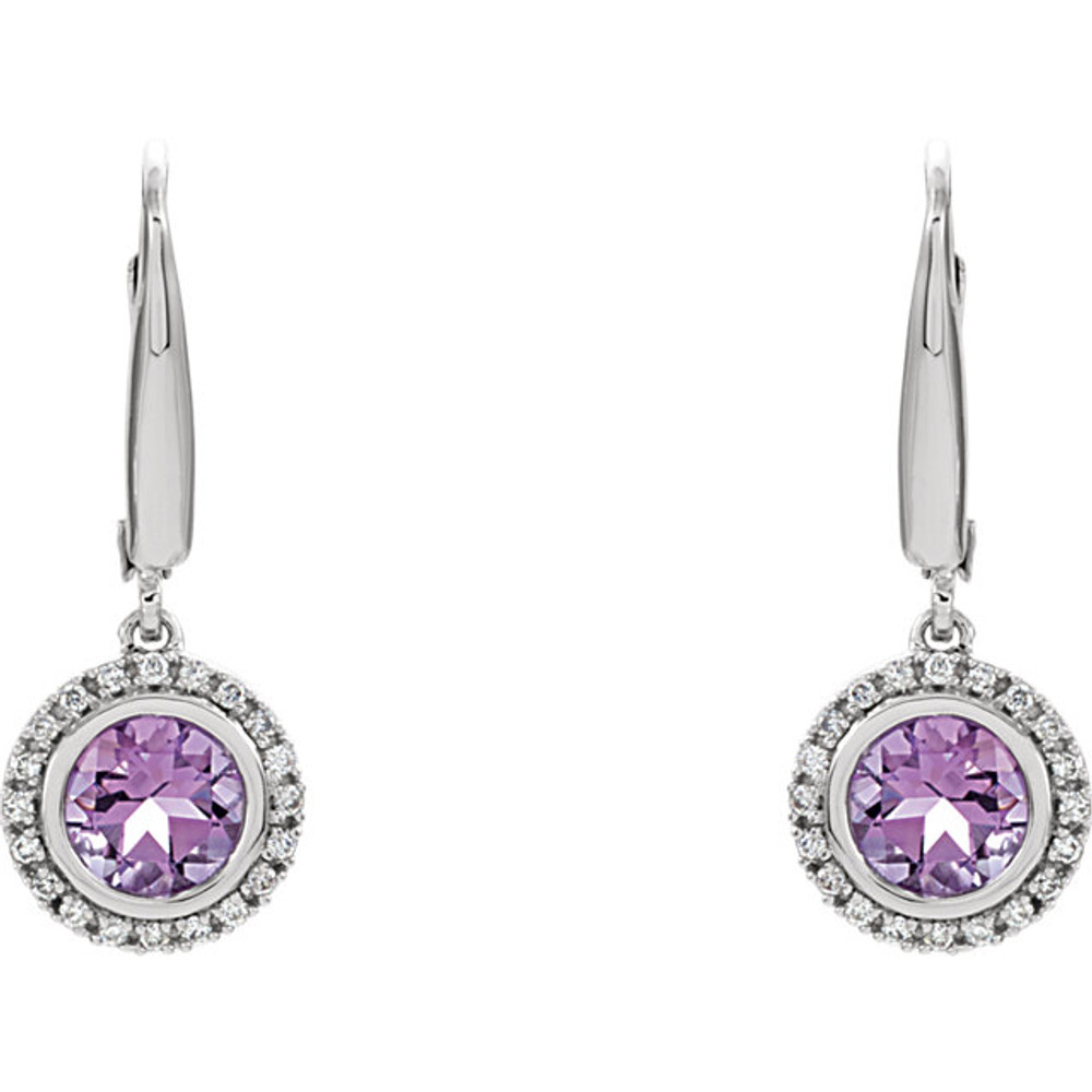 Product Specifications

Quality: 14K White Gold

Jewelry State: Complete With Stone

Diamond Total Carat Weight: 1/6

Stone Type: Amethyst

Stone Shape: Round

Stone Size: 06.00 x 06.00 mm

Length: 25.75 mm

Width: 9.44

Thickness: 4.45 mm

Weight: 2.67 Grams

Finished State: Polished