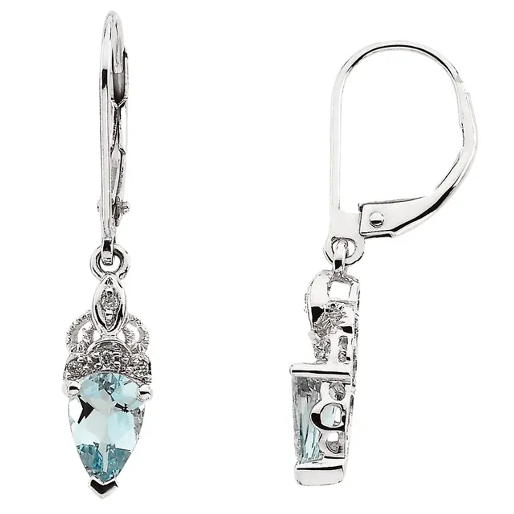 An irresistible look for the March birthday girl, these polished 14K white gold earrings feature 8.0x5.0mm icy blue, pear-cut aquamarine drops.