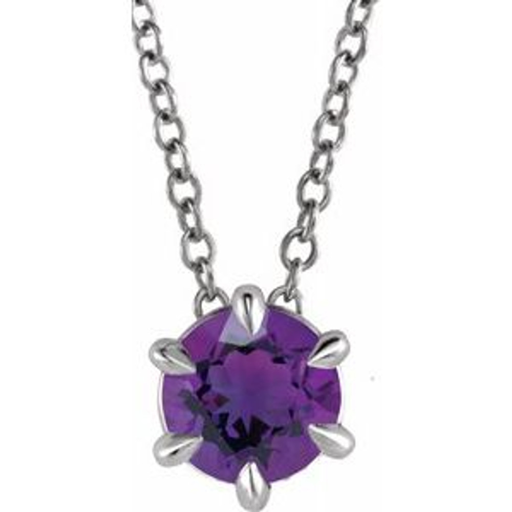 Crafted in sterling silver, this jewelry has a polished finish for eye-catching design. The necklace features a charming Amethyst gemstone to complete the look.