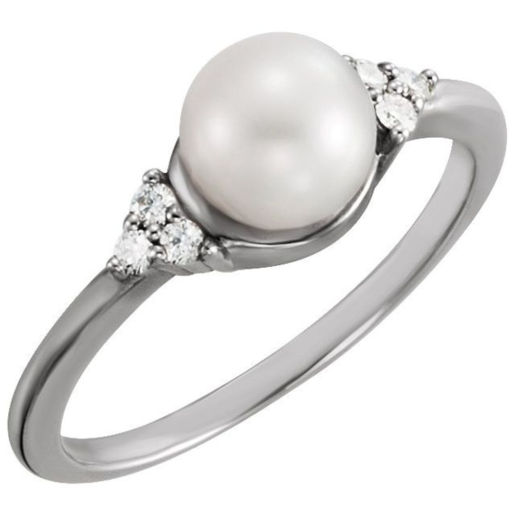 Celebrate their June birthday with this delightful cultured pearl and diamond ring.