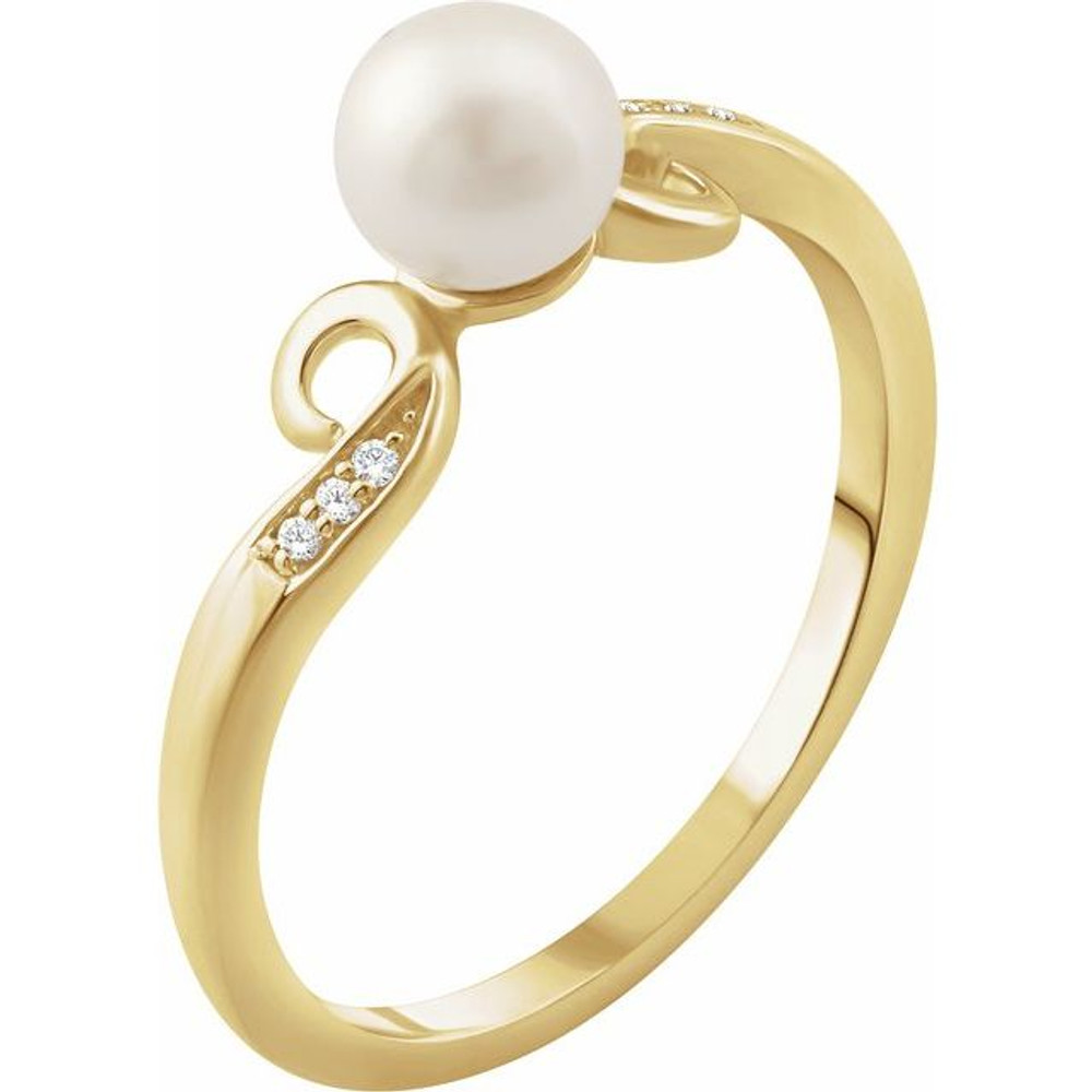 Celebrate their June birthday with this delightful cultured pearl and diamond ring.