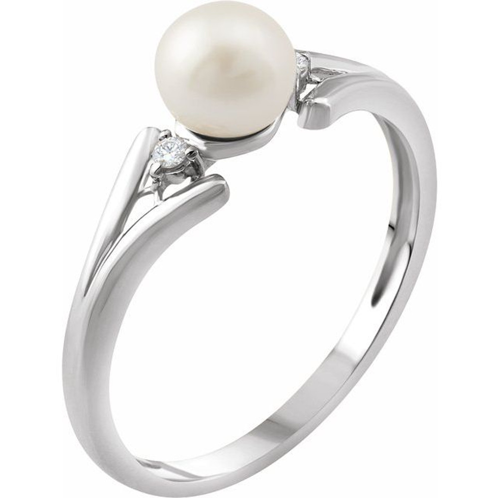 Celebrate their June birthday with this delightful cultured pearl and diamond ring.