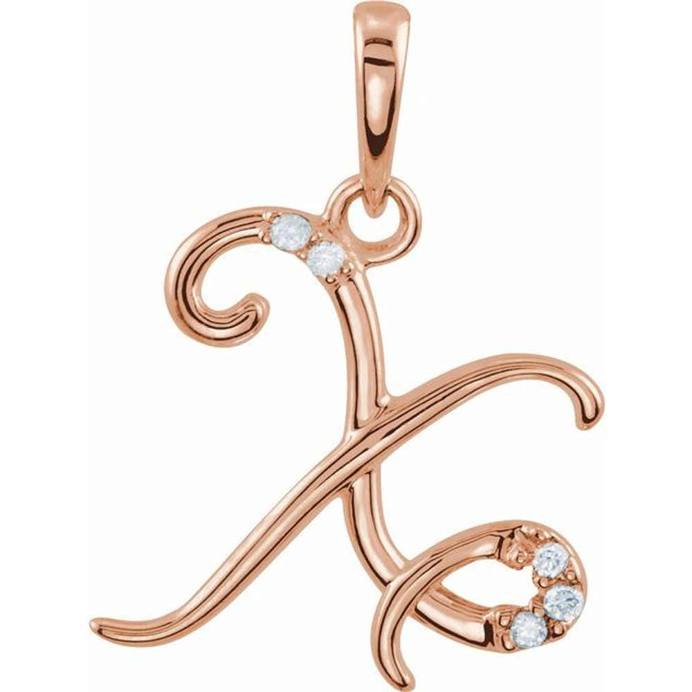 .025 CTW Natural Diamond Initial X Pendant In 14K Rose Gold