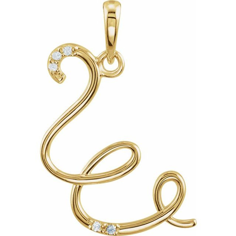 .025 CTW Natural Diamond Initial W Pendant In 14K Yellow Gold