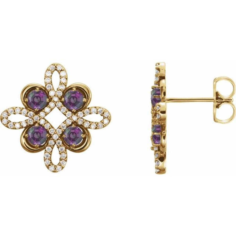 The perfect gift for her June birthday, these alexandrite earrings offer eye-catching style