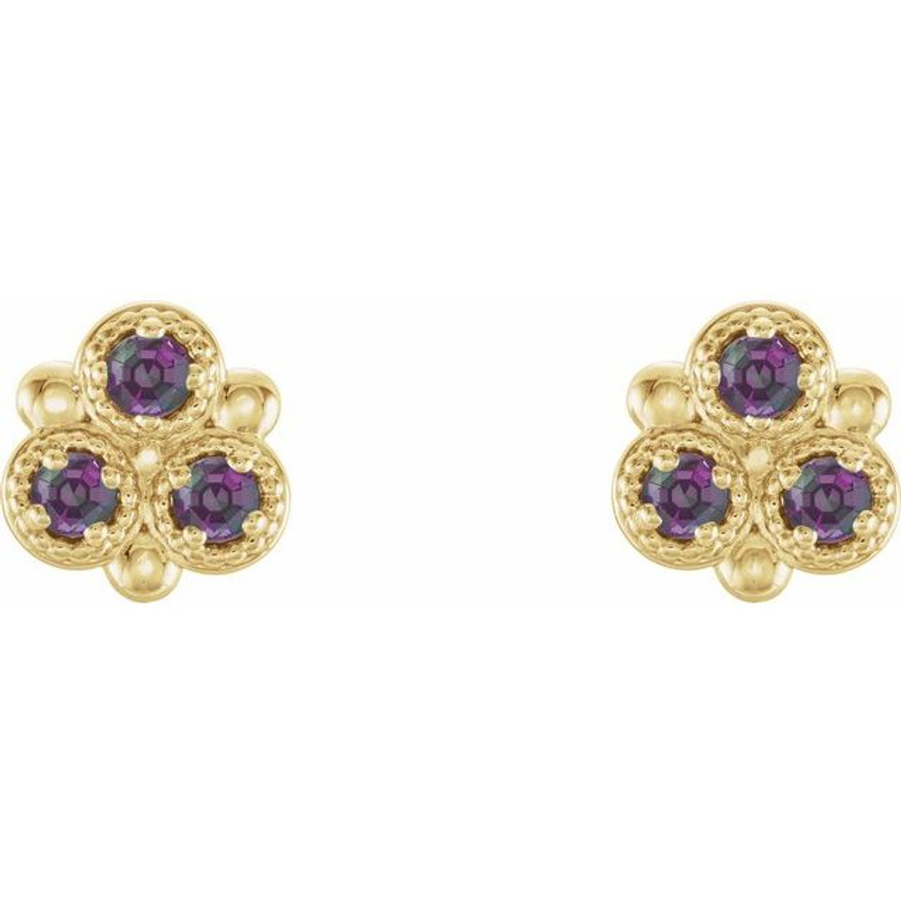 The perfect gift for her June birthday, these alexandrite earrings offer eye-catching style