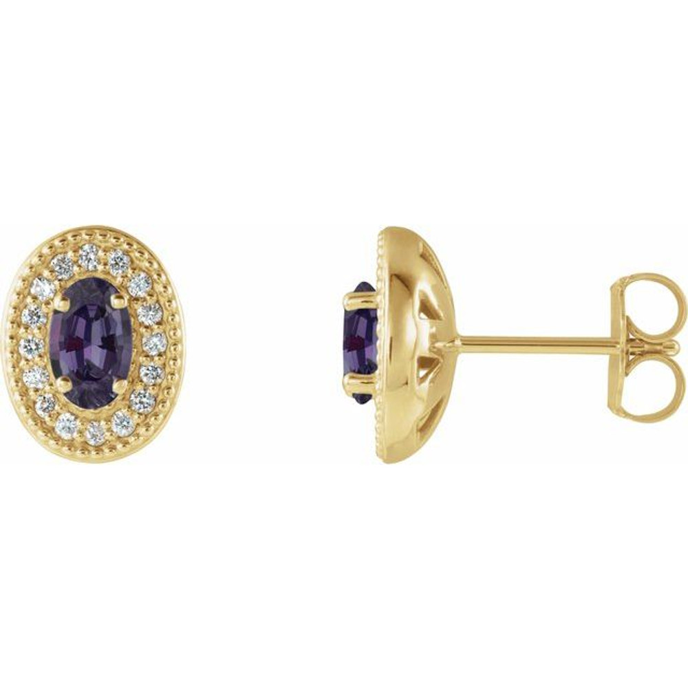 The perfect gift for her June birthday, these alexandrite earrings offer eye-catching style